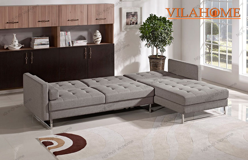 Sofa giường xám bạc kích thước đơn giản