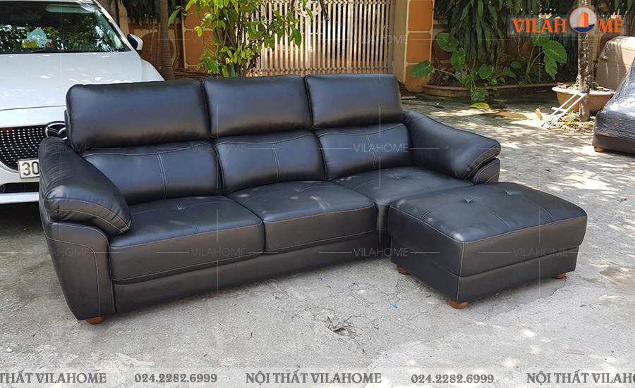 Mẫu sofa da ý màu đen