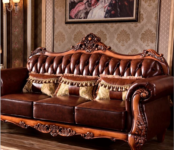 sofa phòng khách tân cổ điển làm bằng gỗ
