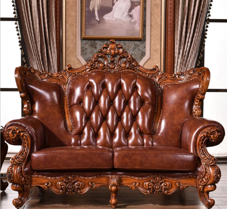 Ghế Sofa Cổ Điển Giá Rẻ - 1321 | Sofa Phòng Khách Bọc Da