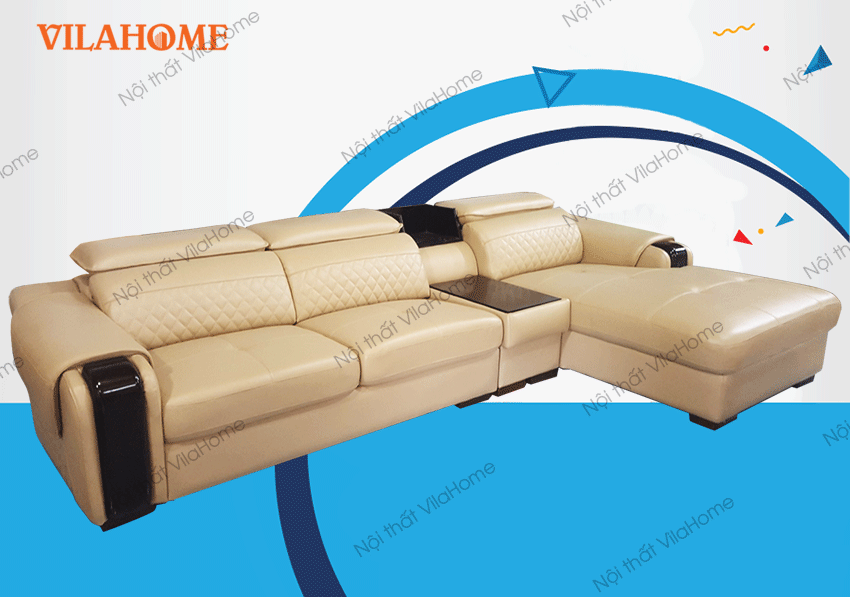 Bộ góc trái sofa da nhập - NK13 - Mách bạn 3 cách chọn màu sắc sofa phòng khách chữ L