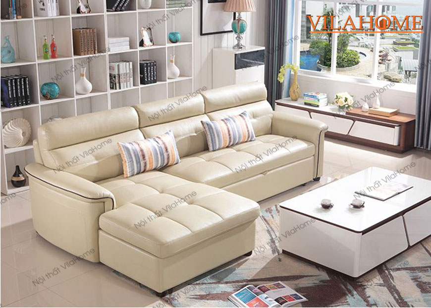 Sofa giường hiện đại màu trắng kem tinh tế