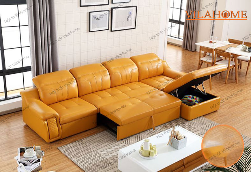 sofa giường đẹp màu vàng cam