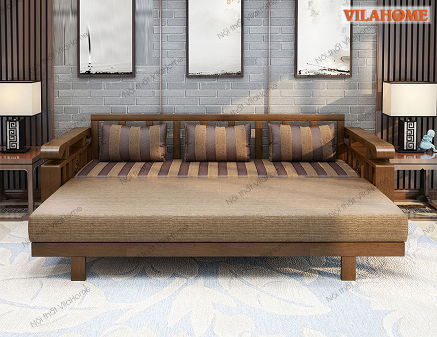 Mẫu sofa giường làm bằng gỗ tự nhiên