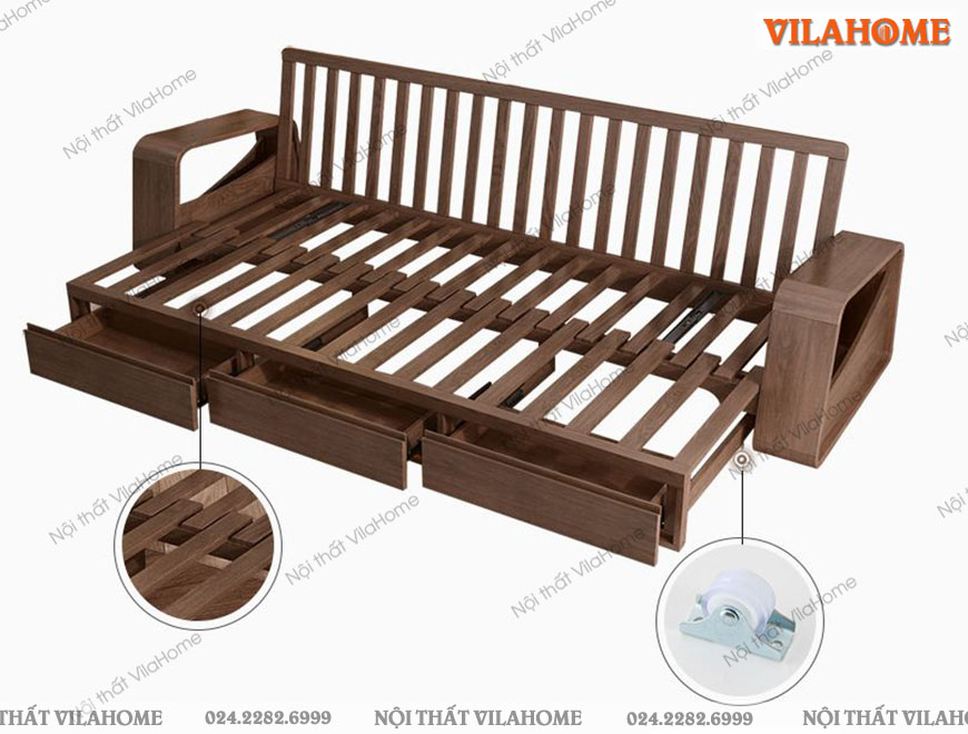 Hình ảnh khung sofa giường nhập khẩu từ Châu Âu, khung gỗ tự nhiên tại VilaHome