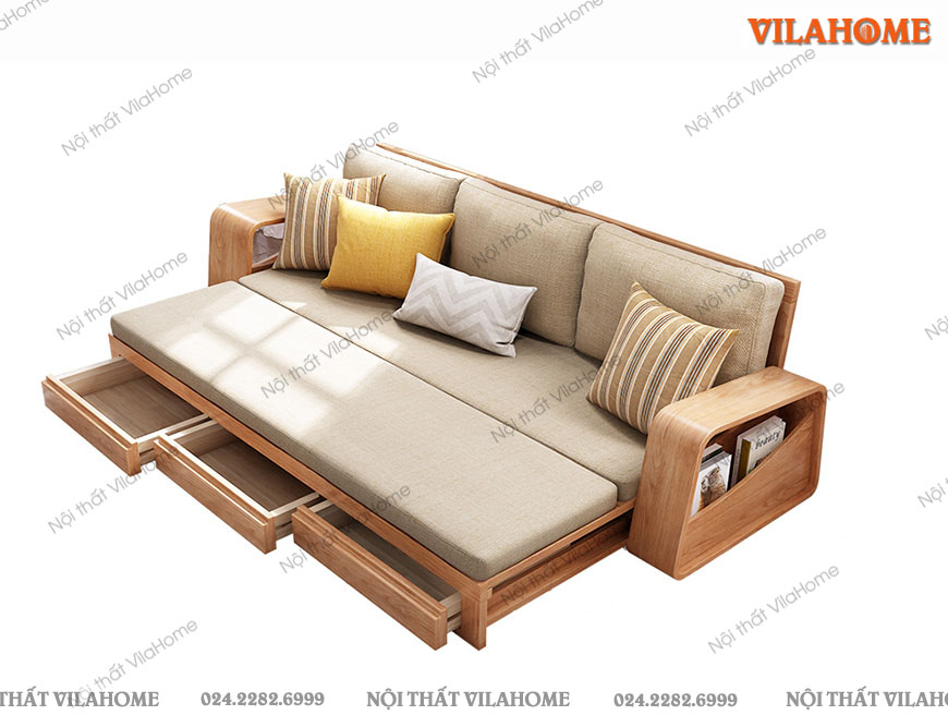 Sofa gấp thành giường gỗ