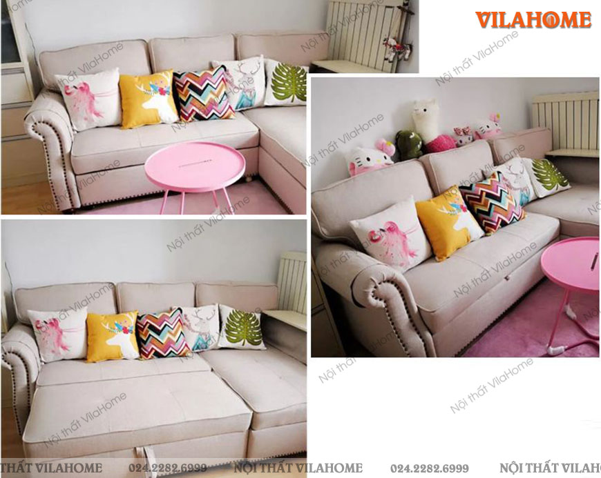 sofa giường màu hồng cho trẻ em