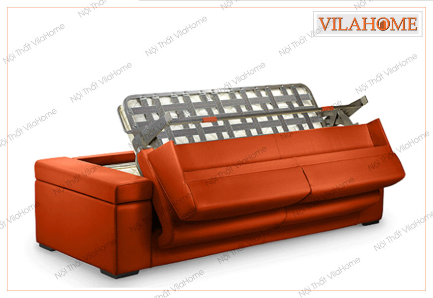 Sofa giường nhập khẩu 9907 màu cam rực rỡ thiết kế hiện đại