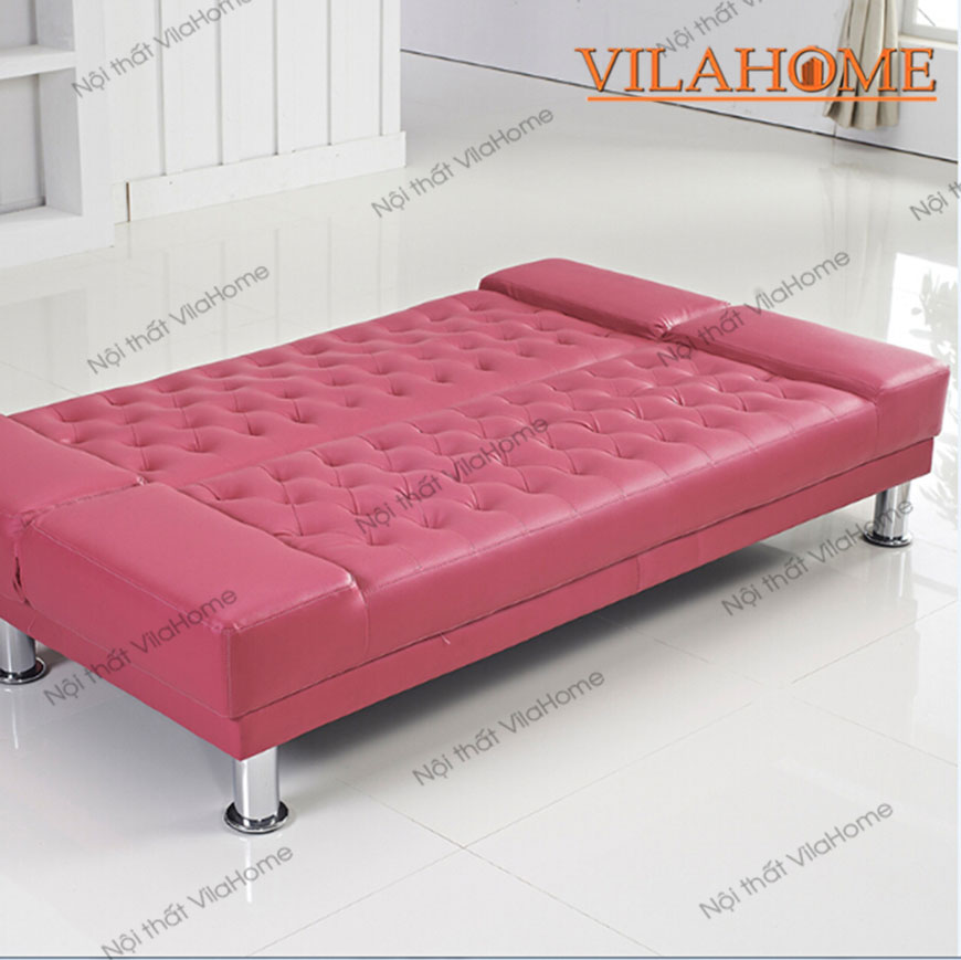 Sofa giường gập mở màu hồng