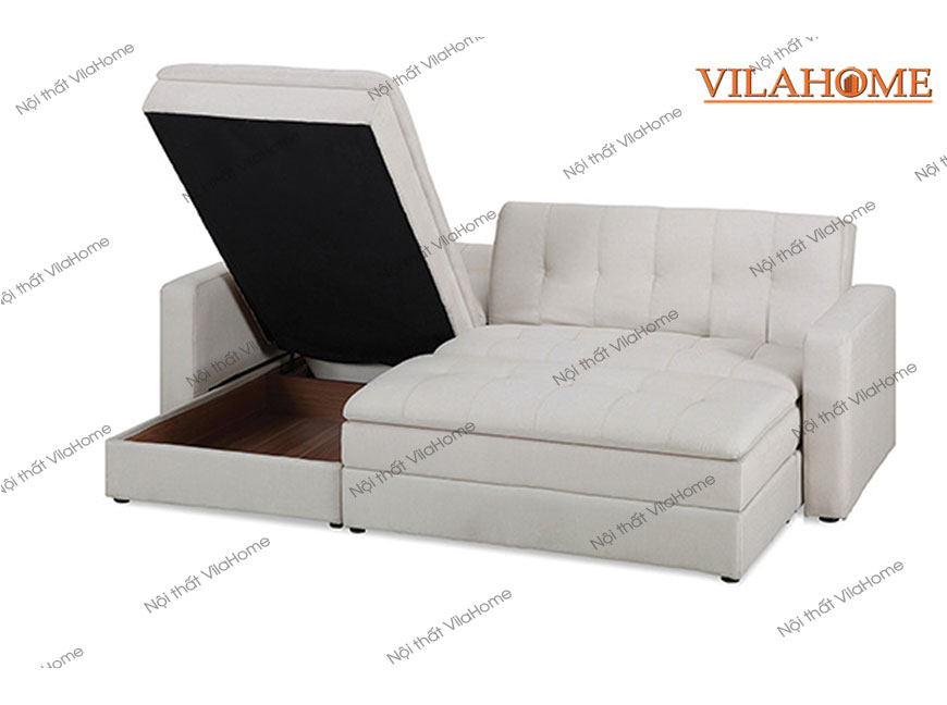 Sofa giường Sofa bed nhập khẩu bọc da màu trắng bền đẹp