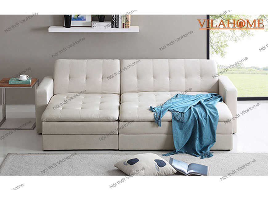 Sofa giường Sofa bed bọc da màu trắng sáng dát sắt bền đẹp