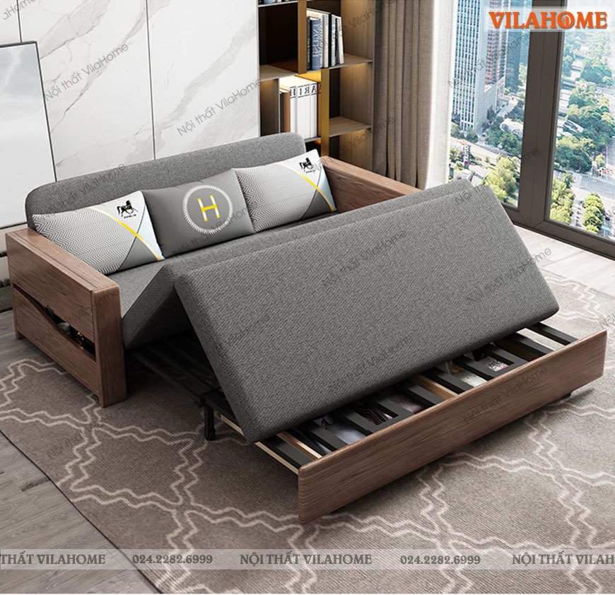 giường sofa gỗ đa năng, thông minh và phù hợp phòng khách nhà bạn