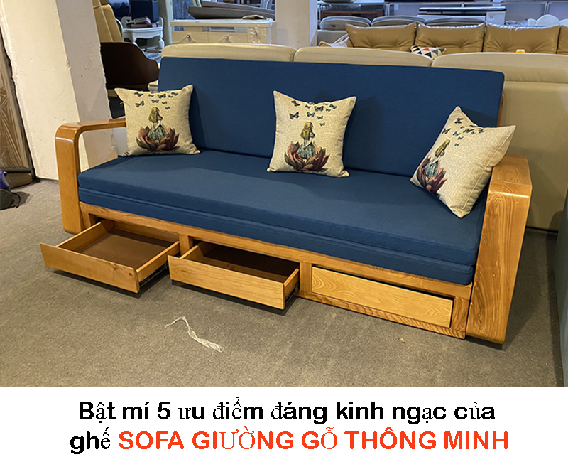 ghế sofa kéo ra thành giường gỗ
