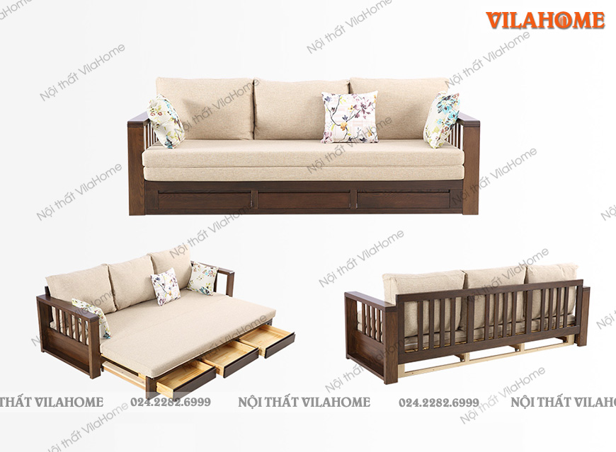 Mẫu sofa bed gỗ sồi