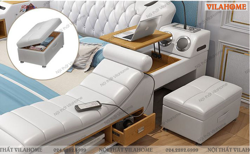 Giường ghế massage GM21 có kèm bàn kê lap, ngăn kéo,...vv