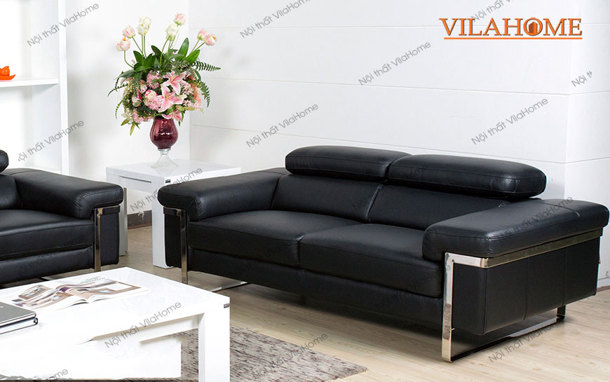 Sofa văng đẹp chân inox vuông màu đen hiện đại