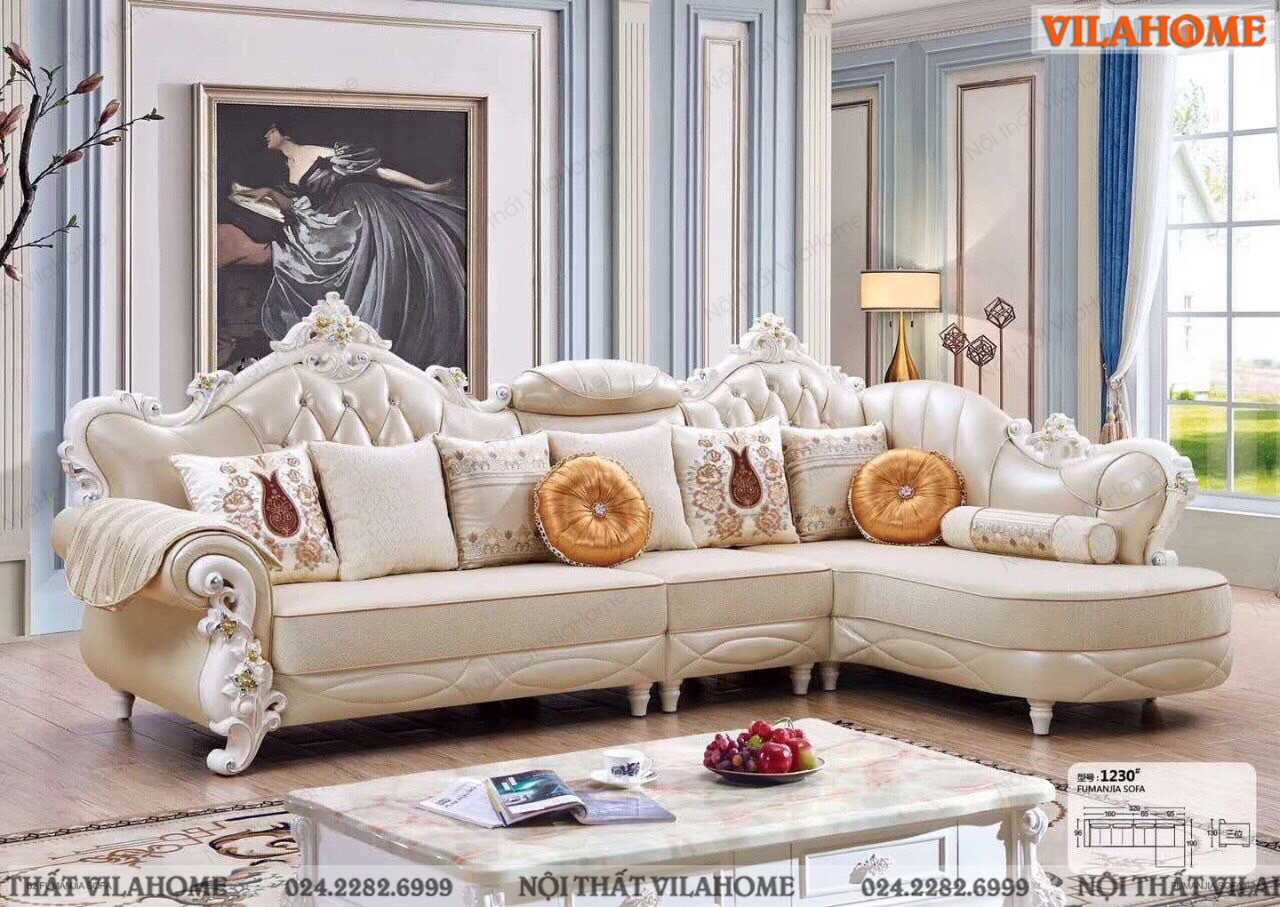 Các loại sofa góc thông dụng theo Thiết kế tân cổ điển 