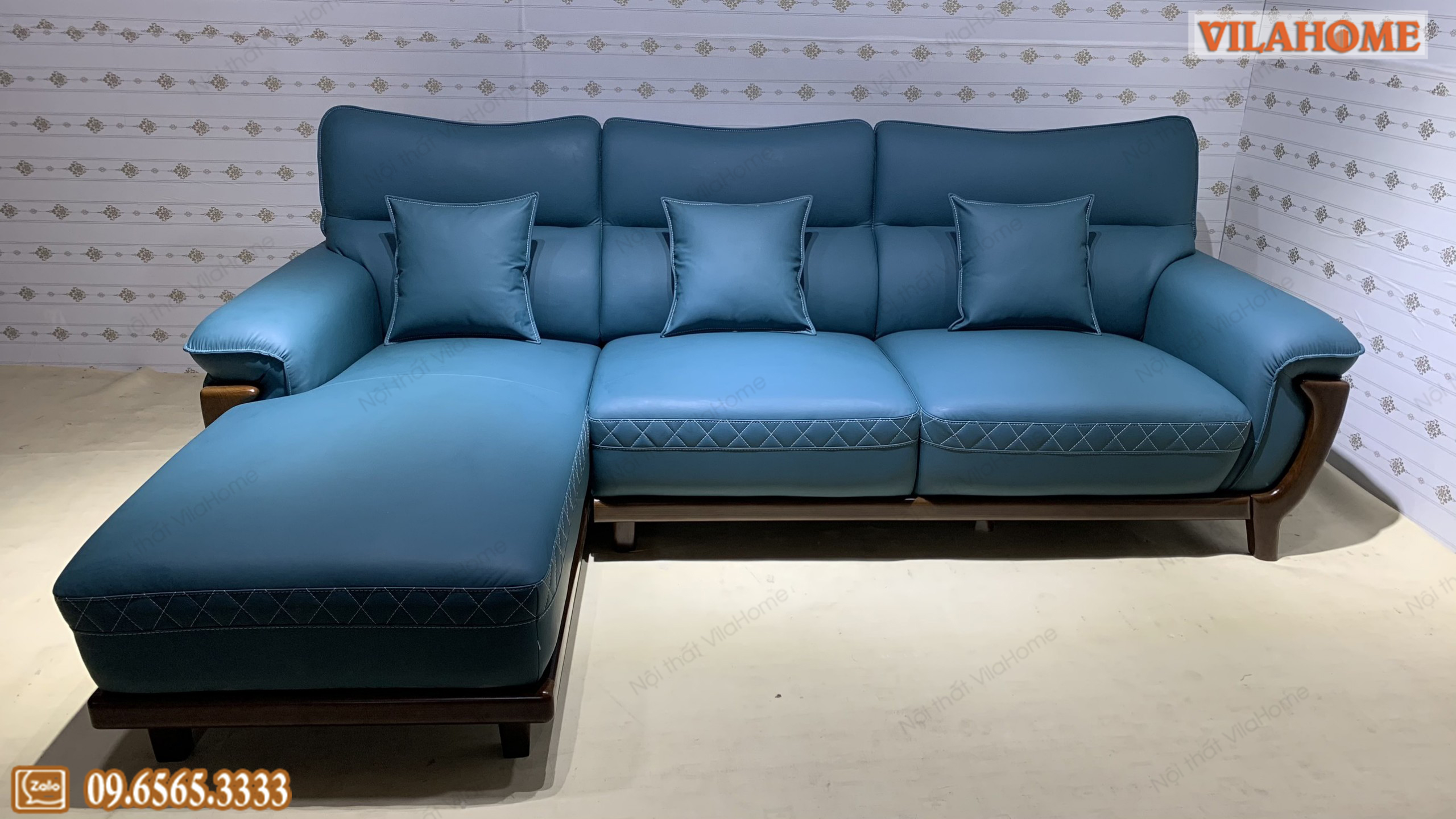 Sofa da màu xanh dương vĩnh phúc