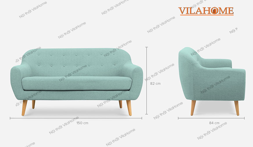 Sofa màu xanh dương phòng khách VilaHome tối giản, hiện đại - mã 1107