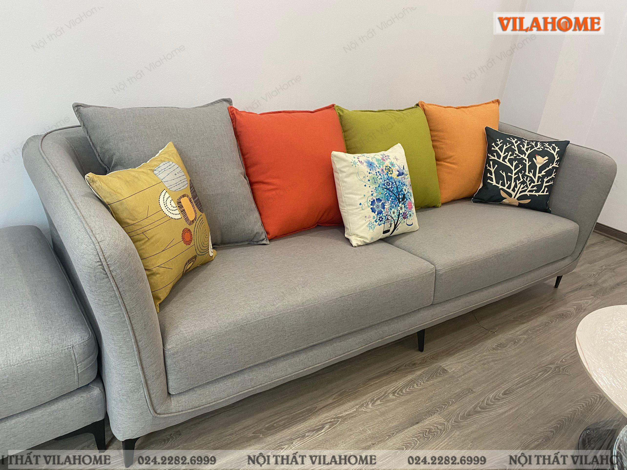sofa nỉ Bỉ phòng khách VilaHome - Hình ảnh bàn giao mới nhất cho khách hàng ở Triều Khúc.