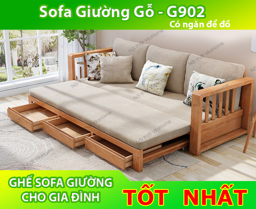 giường sofa đa năng nhập khẩu làm từ gỗ sồi
