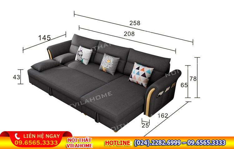 kích thước sofa giường chữ L