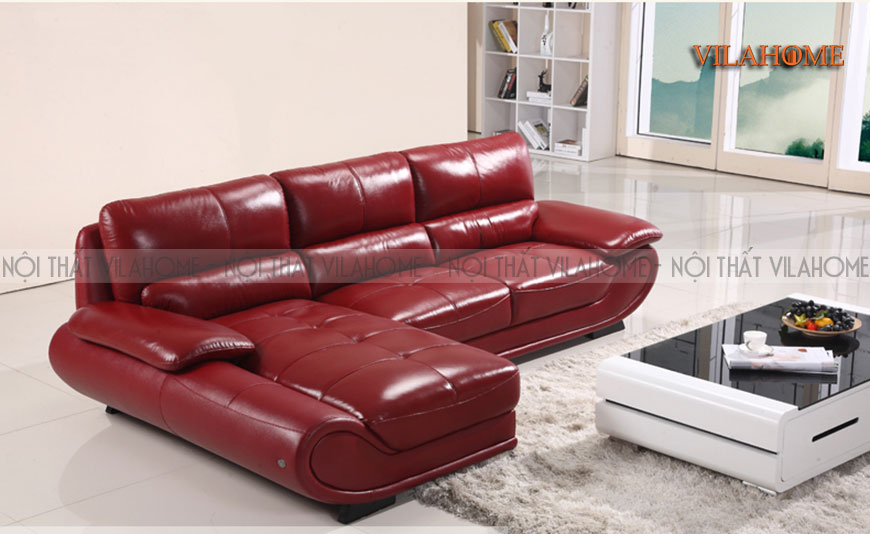 Sofa cao cấp phòng khách da màu đỏ 