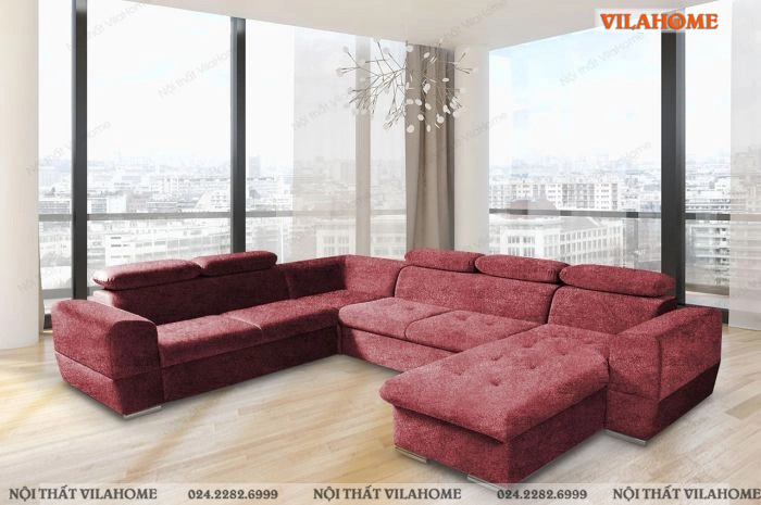 Sofa đỏ phong quyền lực cho phòng khách VilaHome