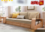 Sofa gỗ sồi- Sofa giường gỗ sồi tự nhiên cao cấp được Vilahome sản xuất và phân phối