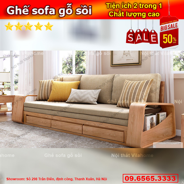  mẫu  sofa gỗ sồi hiện đại  