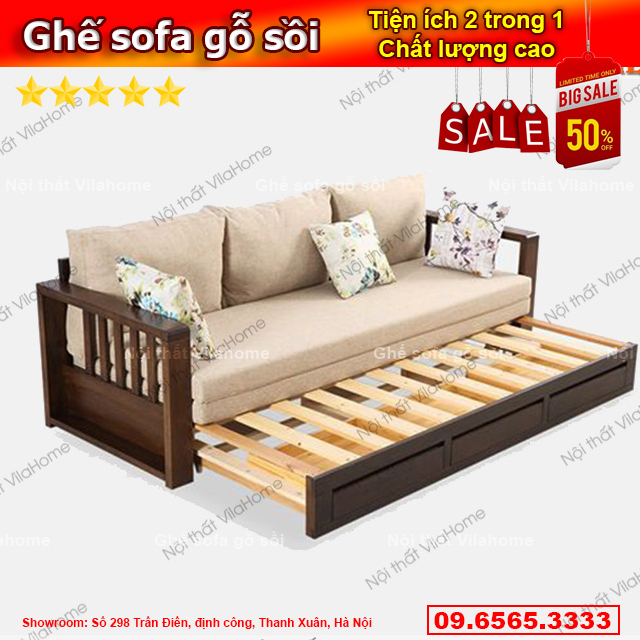  sofa gỗ kết hợp giường ngủ