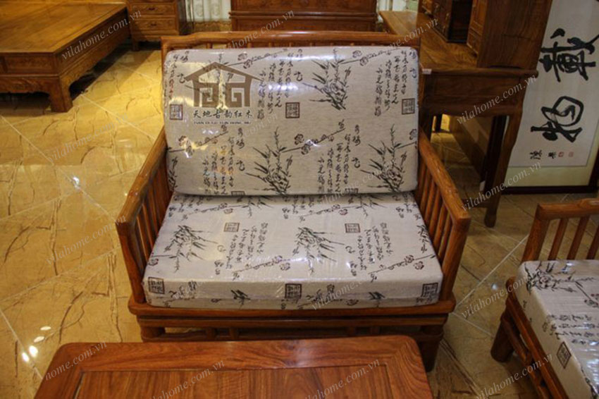 ghế sofa gỗ đơn giản bọc nỉ