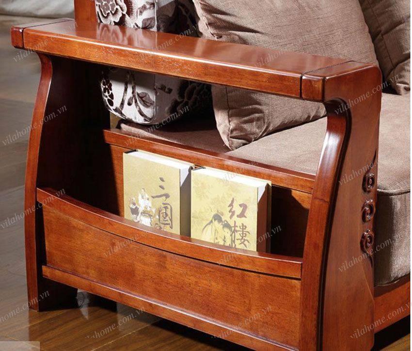 Thành ghế sofa gỗ kết hợp ngăn chứa đồ