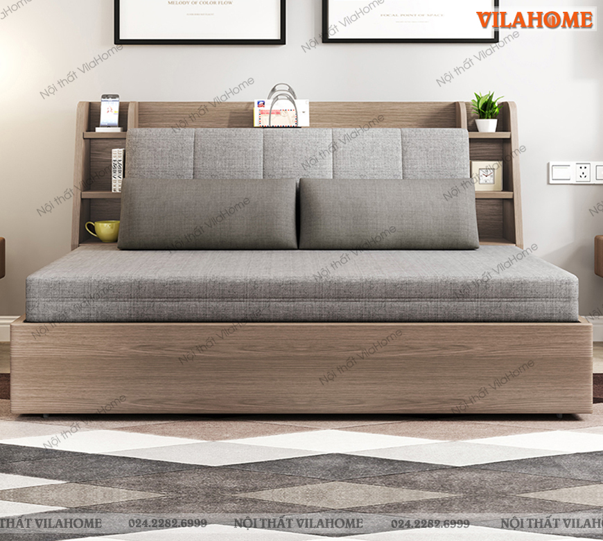 sofa giường gỗ tiện lợi cho phòng khách