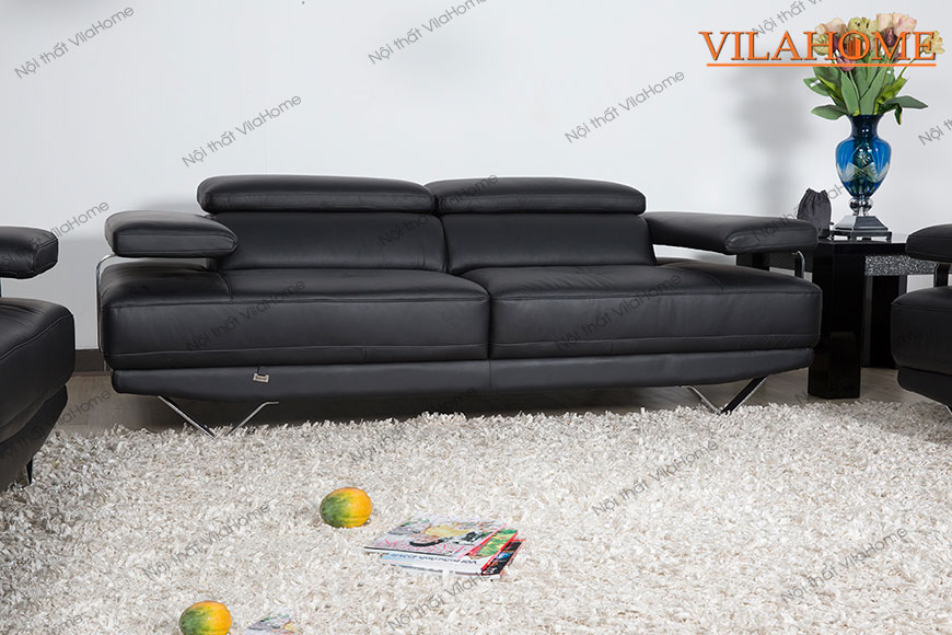 Bộ Sofa văng hiện đại tựa lưng thấp màu đen hai đôi một đơn