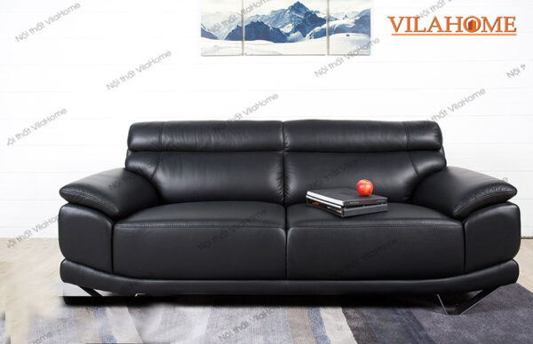 Ghế sofa văng da màu đen dáng cong
