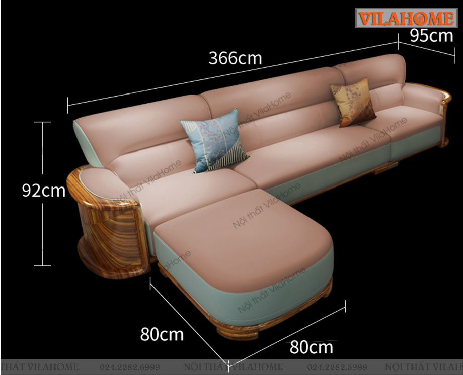 kích thước thông thường cho sofa góc 
