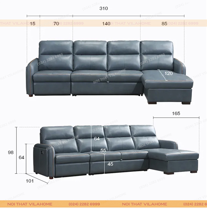 sofa giường đa năng làm từ da thật