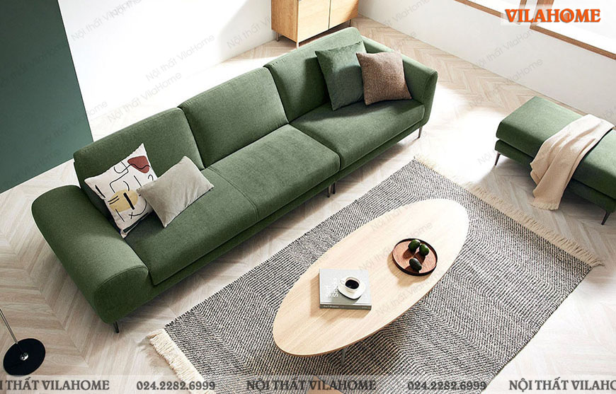 Đóng sofa văng nỉ màu xanh lá 
