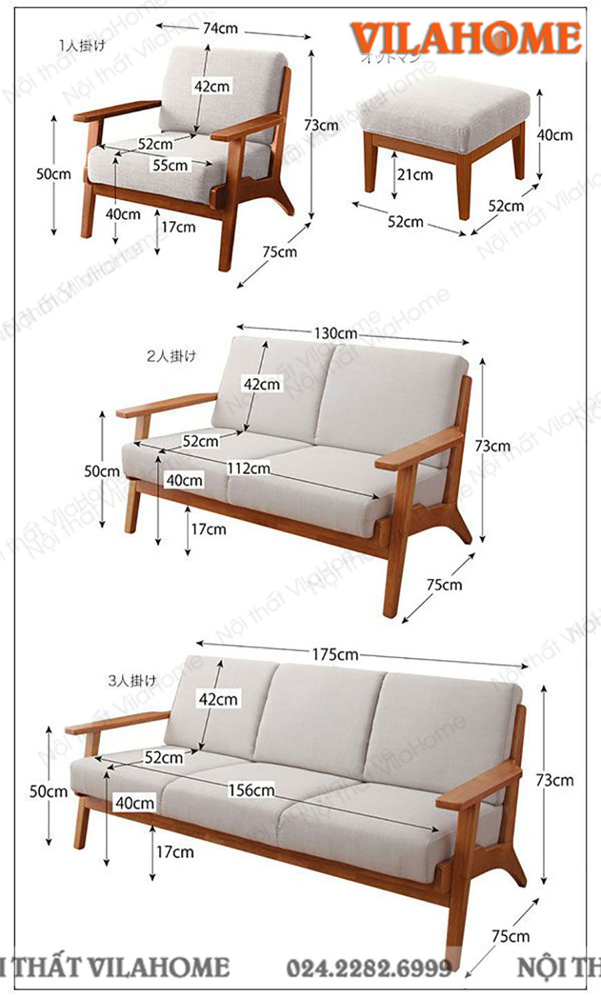 Sofa văng châu Âu tùy chọn kích thước