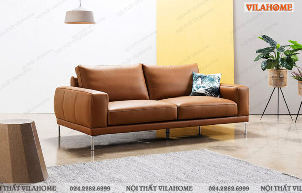 Ghế sofa văng da màu nâu 2m1