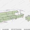 bản vẽ kích thước sofa văng hiện đại 3m x 1m