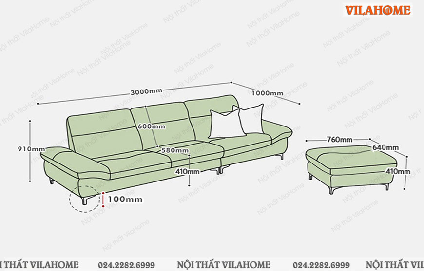 bản vẽ kích thước sofa văng hiện đại 3m x 1m