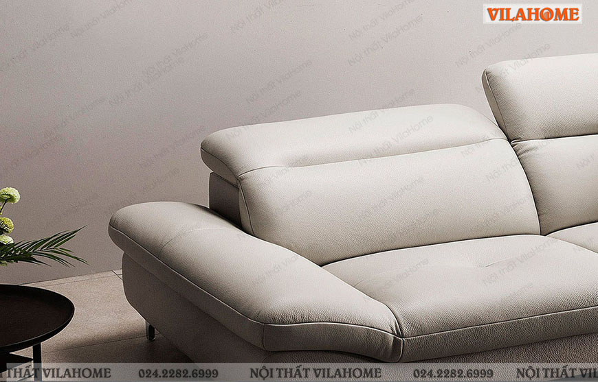 ghế sofa văng da màu trắng chân inox thấp
