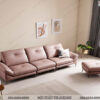 sofa văng da màu hồng pastel tựa lưng cao