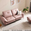 ghế sofa văng da hai chỗ màu hồng kích thước 2m