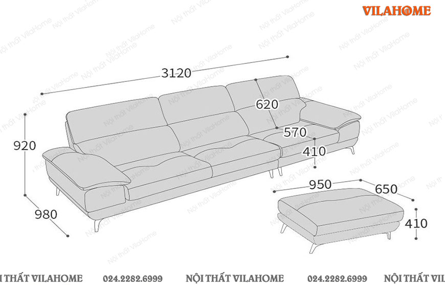 kích thước sofa văng da đẹp đơn giản hiện đại dài 3m12x0,98m