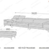 kích thước sofa văng 3m1 sâu 1m