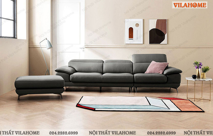 mẫu sofa văng tựa lưng thấp màu ghi xám