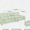 kích thước sofa văng dài 3m sâu 1m chân inox thấp 7cm